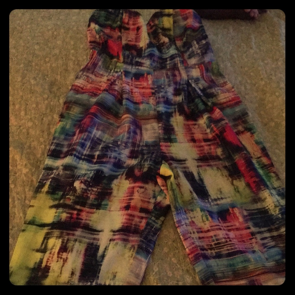 Size Large Strapless Colorful Jumpsuit
